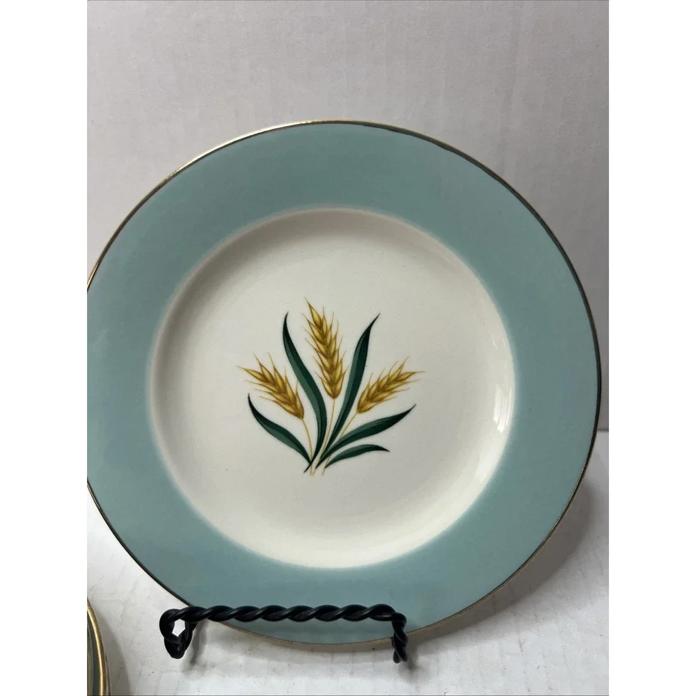 Set of 7 Vintage Viking Wheat Bread Plates, International D.S. Co, Alliance, OH‎
